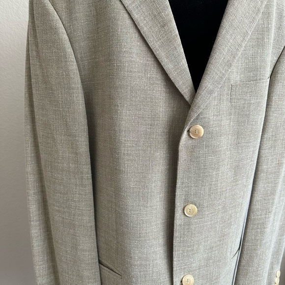 HUGO BOSS Sport Coat Blazer Jacket Three Button Wool Linen Blend  Brown Ventless - Picture 5 of 12